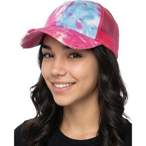 Women's Hot Pink Tie Dye Mix Adjustable Size Classic Comfortable Baseball Cap